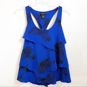 Central Park West Blue Peacock Sleeveless Top M